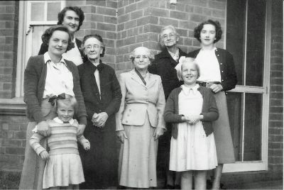Back - Bessie Kilby, Amelia Alma Southwell, Runa Kilby & Middle - Noel and Elizabeth Southwell, Grace Peden, Dorothy Southwell & Front - Christine Southwell
