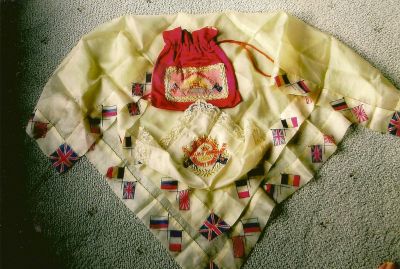 Beartrice Smith's scarf, hanky and bag - gifts from brother Ellis WWI
