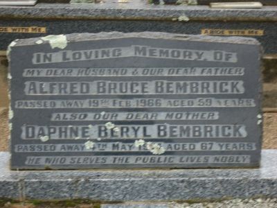 Bembrick, Alfred Bruce and Daphne Beryl
