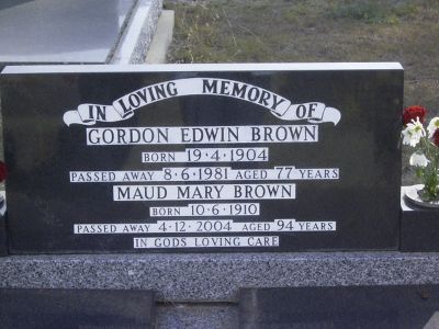 Brown, Gordon Edwin and Maud Mary Brown
