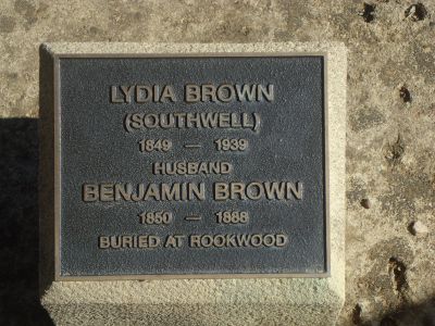 Brown, Lydia (nee Southwell) and Benjamin (plaque)
