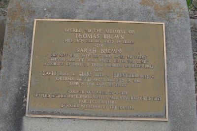 Brown, Tom and Sarah plaque - Dalton Uniting Cemetery
