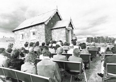 Centenary Service at Parkwood - November 1980 Rev Peter Fuller reading Family Bible
