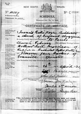 Florence Barker - Marriage Certificate
