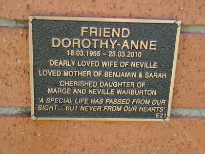 Friend, Dorothy Anne (nee Warburton)
