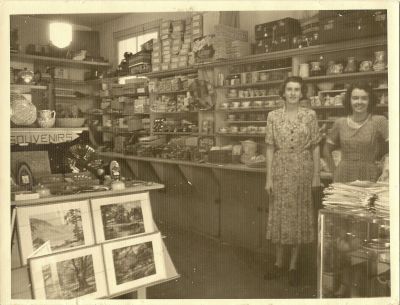 Ida Whiteman and friend in the Camden Newsagency - 1952
