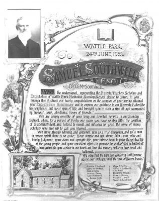 Illuminated address presented to Samuel Southwell June 1923 - & 1 edited-1
