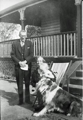 Joseph and Julia Southwell with grand-daughter Rhona - Jan 1938 bw
