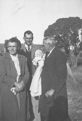 L to R & Louisa (Jane) and John Southwell with William Moore holding Kerrie A Soiuthwell
