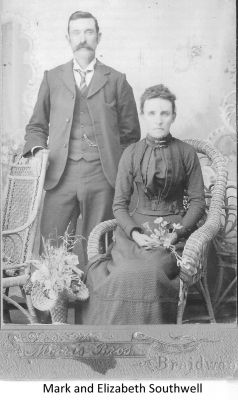 Mark and Elizabeth Southwell (Brooks) - 1885 Wedding - BW
