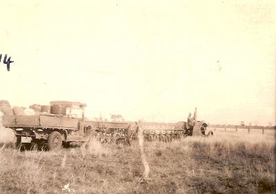 Oswald Southwell tows his farm equipment
