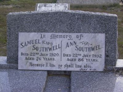 Southwell, Captain Sam and Ann
