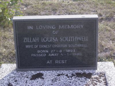 Southwell, Zillah Louisa Mavis (wife of Ernest Croxton Southwell)
