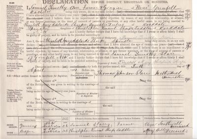 Starr, Sharpe wedding Certificate
