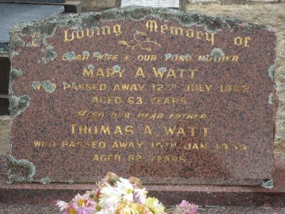 Watt, Mary A and Thomas A

