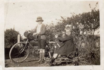 Wilbur, Thelma on bikes
